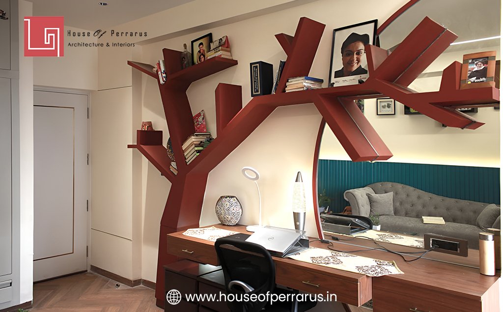Paint your bookshelves and alcoves in a darker accent colour